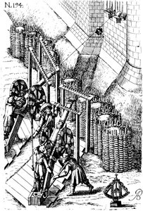 Piirityskanonin asettaminen kohteeseen, Le diverse et artificiose machine, 1620 tekijältä Unbekannt