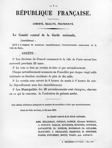 Le Comite Central de la Garde Nationale, Pariisin kommuunin ranskalaisista poliittisista julisteista tekijältä Unbekannt