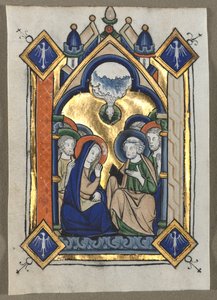 Psalterista leikattu lehti: Helluntai, n. 1260. tekijältä Unbekannt