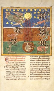 Lehti Beatus-käsikirjoituksesta: Clarion of the Fifth Angels Trumpetissa..., n. 1180. tekijältä Unbekannt
