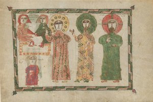 Lehti evankeliumikirjasta, jossa on neljä pysyvää evankelistaa, armenialainen, 1290-1330. tekijältä Unbekannt