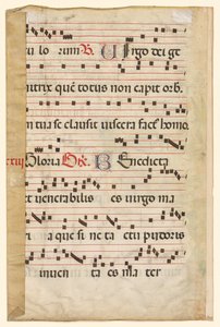 Leaf from a Gradual with Music verso, c. 1420-1450. tekijältä Unbekannt