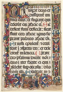Lehti psalterista, jossa on täysi reunus ja medaljonkien ilmestys, SS. Jerome, Clare..., 1475. tekijältä Unbekannt