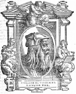 Leonardo da Vinci. Lähettäjä: Giorgio Vasari, Erinomaisimpien italialaisten maalareiden, kuvanveistäjien ja arkkitehtien elämä, 1568 tekijältä Unbekannt