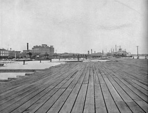 Levee and Steamboat Landing, New Orleans, c1897. tekijältä Unbekannt
