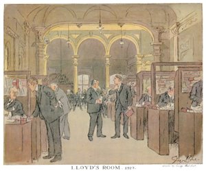 Lloyds huone. 1927 - Punch Artistin näkemyksenä, 1928 tekijältä Unbekannt