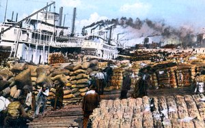 Puuvillan lastaus laivaan, Memphis, Tennessee, USA, 1900-luku tekijältä Unbekannt