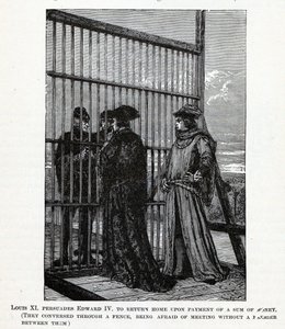 Ludvig XI suostuttelee Edward IV:n palaamaan kotiin rahasummalla, 1882 tekijältä Unbekannt