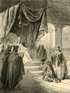 Louis hurskas tekemässä katumusta veljenpoikansa Bernardin kohtelun vuoksi, c818, 1890. tekijältä Unbekannt