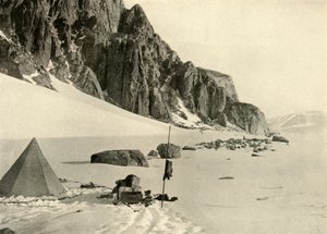 Lower Glacier Depot. Kaupat hautautuivat lumeen, c1908, 1909. tekijältä Unbekannt