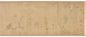 Luohanit ja eläimet ylittämässä merta, Ming-dynastia, 1500-1600. tekijältä Unbekannt