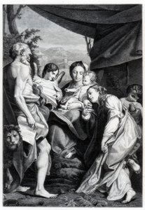 Madonna ja lapsi Pyhän Hieronymuksen ja Maria Magdalenan kanssa Päivä, 1525-1528 1870 tekijältä Unbekannt