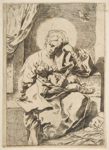 Madonna ja lapsi linnun kanssa, kopio käänteisesti Cantarinin jälkeen, n. 1635-1636 tai sen jälkeen. tekijältä Unbekannt