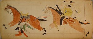 Maffet Ledger: Kaksi intiaania hevosineen, n. 1874-81. tekijältä Unbekannt