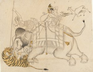 Mahrao Shatru Salli 1866-89 Tiikerin metsästys, n. 1866-89. tekijältä Unbekannt