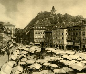 Pääaukio, Graz, Steiermark, Itävalta, vuodelta 1935. tekijältä Unbekannt