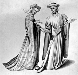 Miesten ja naisten mekko, 1300-luvun loppu - 1400-luvun alku, 1910 tekijältä Unbekannt