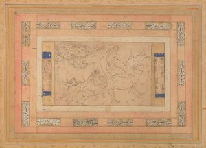Mies oinaan kanssa, Folio Bellini-albumista, n. 1600. tekijältä Unbekannt
