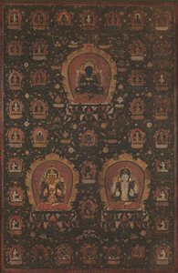 Mandala of Vajradhara, Manjushri ja Shadakshari-Lokeshwar, päivätty 1479. tekijältä Unbekannt