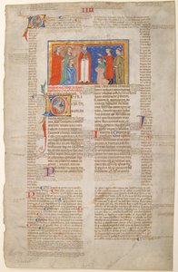 Käsikirjoituslehti, jossa on avioliittokohtaus, teoksesta Decretals of Gregory IX, italia, n. 1300. tekijältä Unbekannt