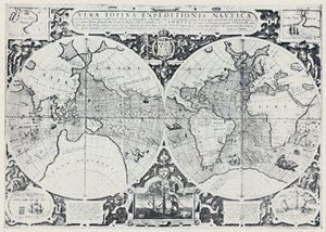 Kartta, jossa näkyy Drakesin kiertomatka 1577-1580, 1923. tekijältä Unbekannt