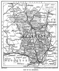 Kartta Kilkennyn kreivikunnasta, Irlannista, 1924-1926 tekijältä Unbekannt