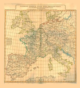 Euroopan kartta, 1821. tekijältä Unbekannt