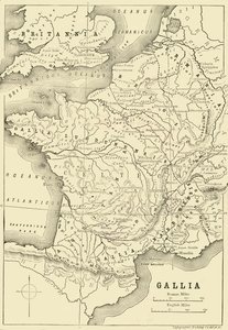 Gallian ja osan Britanniasta kartta, 1890. tekijältä Unbekannt