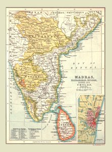 Madrasin, Hyderabadin, Mysoren, Coorgin ja Ceylonin kartta, 1902. tekijältä Unbekannt