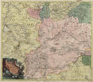 Moskovan kuvernöörin ja lähimpien provinssien osien kartta, 1745 tekijältä Unbekannt