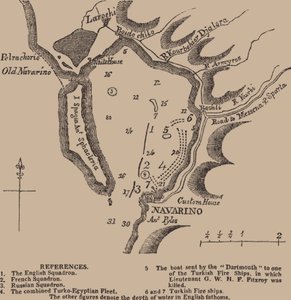 Navarinon lahden kartta, 1800-luvun ensimmäinen neljännes. tekijältä Unbekannt