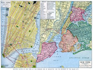 New York Cityn kartta, USA, 1930-luku tekijältä Unbekannt