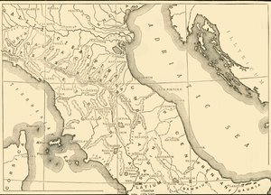 Pohjois- ja Keski-Italian kartta, 1890. tekijältä Unbekannt