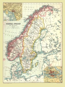 Norjan ja Ruotsin kartta, 1902. tekijältä Unbekannt