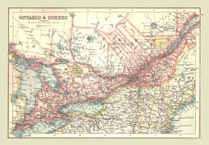 Ontarion ja Quebecin kartta, 1902. tekijältä Unbekannt