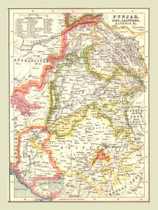 Punjabin, Sindin, Rajputanan ja Kashmirin kartta, 1902. tekijältä Unbekannt
