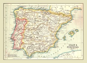 Espanjan ja Portugalin kartta, 1902. tekijältä Unbekannt