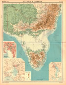 Victorian ja Tasmanian kartta tekijältä Unbekannt