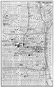 Philadelphian keskustan kartta, Pennsylvania, USA, 1930-luku tekijältä Unbekannt