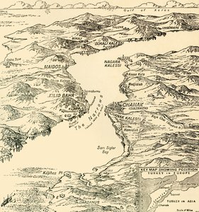 Dardanellien kartta, ensimmäinen maailmansota, 1915, c1920. tekijältä Unbekannt