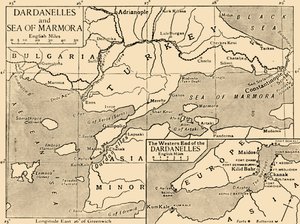 Dardanellien ja Marmaranmeren kartta, c1914, 1920. tekijältä Unbekannt