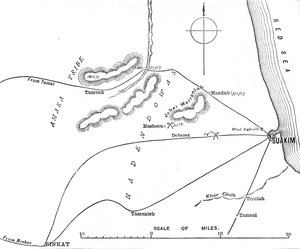 Suakimin ympäristön kartta, c1885 tekijältä Unbekannt
