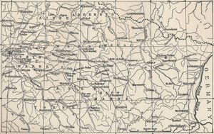 Toimintakentän kartta vuosina 1814, 1896 tekijältä Unbekannt