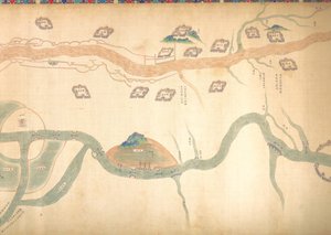 Kartta Grand Canalista Pekingistä Yangzi-jokeen, 1700-luvun loppu tai 1800-luvun alku. tekijältä Unbekannt