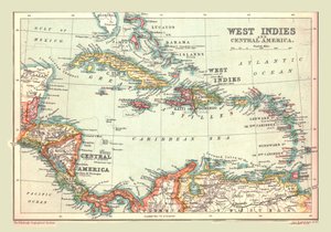 Länsi-Intian ja Keski-Amerikan kartta, 1902. tekijältä Unbekannt