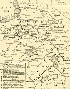 Kartta Venäjän ja Turkin välisestä rajasta, ensimmäinen maailmansota, 1920. tekijältä Unbekannt