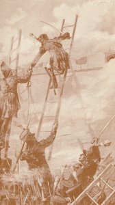 Marbot ja Labédoyère Scaling the Wall Ratisbonissa, 1809, 1896 tekijältä Unbekannt