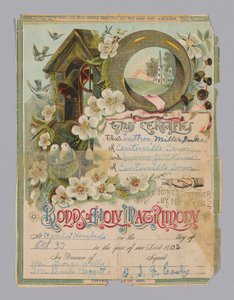 Luther Miller Pulcen ja Irene Jenkinsin vihkitodistus, 30. lokakuuta 1902. tekijältä Unbekannt