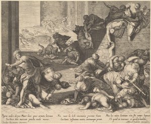 Massacre of the Innocents, pienennetty ja käännetty kopio Aegidius Sadelerin mukaan, 16001629. tekijältä Unbekannt