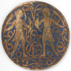 Medallion with Two Young Warriors with Falchions ja Bucklers, ranska, ca. 1240-60. tekijältä Unbekannt